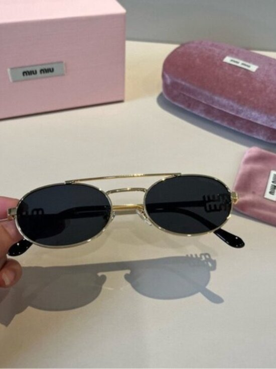 Miu Miu Gold and Black Sunglasses main image 2